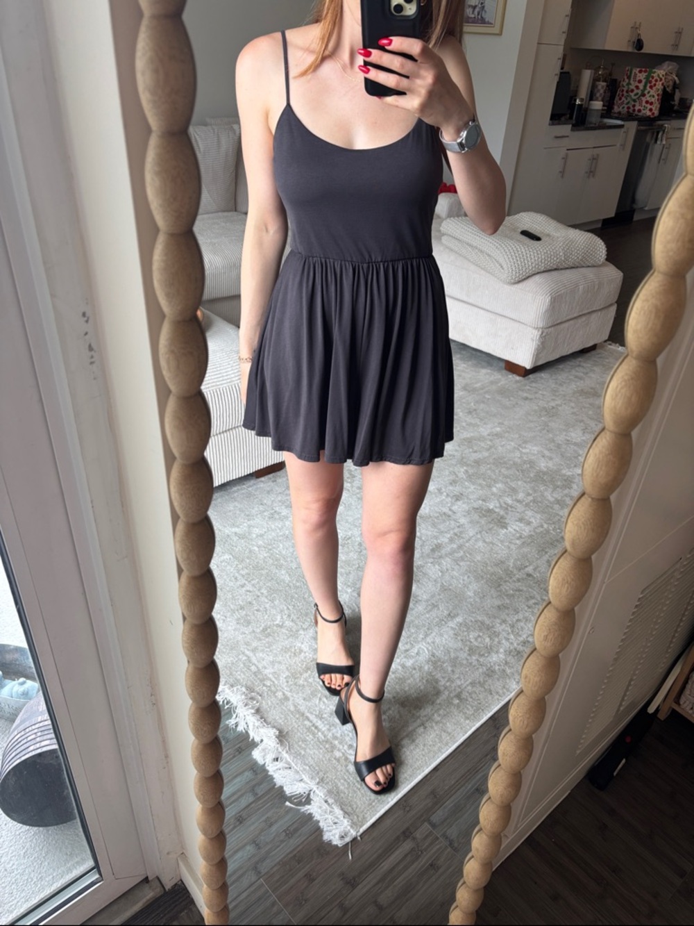 Lulu's grey Spaghetti-Strap Romper Dress